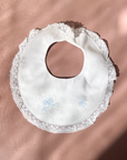 Cotton bib with bow ties and lace | 0-6 months
