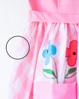 Pink dress with plaid and embroidered flowers | 8-9 years