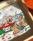 Popeye and Olive at the Beach | Framed Vintage Handkerchief