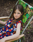 Blue Floral Dress | French Deadstock from the Seventies | 8-9 Years
