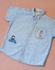 Tintin embroidered button-up denim shirt | 6-7 years