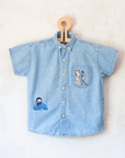 Tintin embroidered button-up denim shirt | 6-7 years