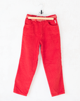 מכנסיים מקורדרוי אדום עם חגורה משובצת מהסבנטיז | 7-8 שנים