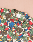 Long button-up shirt with fruits, squirrels, acorns and mushrooms | French deadstock | 4-5 years