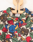 Long button-up shirt with fruits, squirrels, acorns and mushrooms | French deadstock | 4-5 years