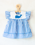 Striped dress with embroidered whale | 12-18 months