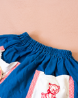 Blue, white and red skirt with cat and straw hat | 2-3 years