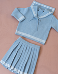 סט ימאים תכלת סריג וחצאית | 12-18 חודשים