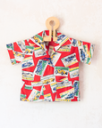 Red shirt with race cars | 1960s Italian deadstock | 18-24 months