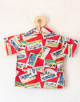 Red shirt with race cars | 1960s Italian deadstock | 18-24 months