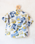 White button-down shirt with ads | French deadstock | 5-6 years