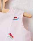 French pink tunic with mushroom and turtle embroidery | 9-18 months