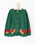 קרדיגן סרוג ירוק עם פירות וירקות | 8-9 שנים