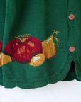 קרדיגן סרוג ירוק עם פירות וירקות | 8-9 שנים