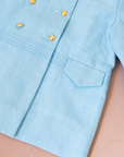 Tailored light blue jacket with gold buttons | French dead stock | 2-3 years