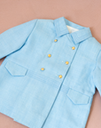 Tailored light blue jacket with gold buttons | French dead stock | 2-3 years