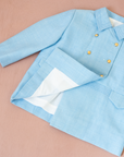 Tailored light blue jacket with gold buttons | French dead stock | 2-3 years