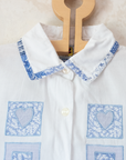 White button-down shirt with embroidered squares | 6-8 years