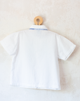 White button-down shirt with embroidered squares | 6-8 years