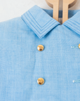 Tailored light blue jacket with gold buttons | French dead stock | 2-3 years