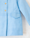 Tailored light blue jacket with gold buttons | French dead stock | 2-3 years