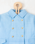 Tailored light blue jacket with gold buttons | French dead stock | 2-3 years