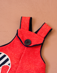 Red overall with a hot air balloon | French deadstock from the seventies | 0-3 months