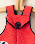 Red overall with a hot air balloon | French deadstock from the seventies | 0-3 months