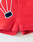 Red overall with a hot air balloon | French deadstock from the seventies | 0-3 months
