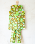 Green floral suit from the 70s | Deadstock | 10-12 years