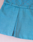 Seventies dress in turquoise with checks | French dead stock | 7-8 years