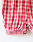 Red plaid romper with bow | 9-12 months