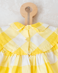 שמלה משובצת בצהוב ולבן | 12-18 חודשים