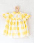 שמלה משובצת בצהוב ולבן | 12-18 חודשים