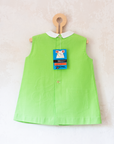 Green dress with boy and ball embroidery | Italian deadstock from the 70s | 12-18 months
