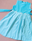 Light blue Spanish dress with checks and flowers | 4-5 years