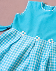 Light blue Spanish dress with checks and flowers | 4-5 years