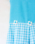 Light blue Spanish dress with checks and flowers | 4-5 years