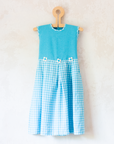 Light blue Spanish dress with checks and flowers | 4-5 years