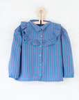 Checkered shirt in shades of purple and turquoise | 5-6 years