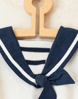White knit with sailor collar | French deadstock | 6-9 months