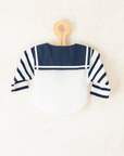 White knit with sailor collar | French deadstock | 6-9 months