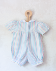 Pastel striped overalls with apples | 9-12 months
