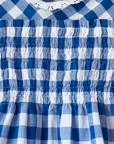 Blue and white checkered dress with white lace | 12-18 months