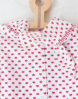 חולצה לבנה עם לבבות אדומים וצווארון מושלם | 4-5 שנים