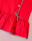 Red dress with embroidered anchor | French deadstock from the Sixties | 18-24 months