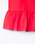 Red dress with embroidered anchor | French deadstock from the Sixties | 18-24 months