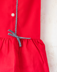 Red dress with embroidered anchor | French deadstock from the Sixties | 18-24 months
