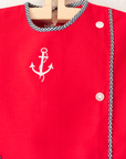 Red dress with embroidered anchor | French deadstock from the Sixties | 18-24 months