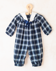 Long plaid overalls with bow tie | 12-18 months